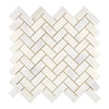 Snow White 1X2 Herringbone Marble Mosaic Polished