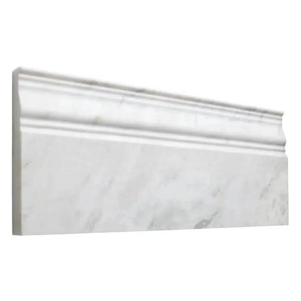 Snow White 4 3/4X12 (3/4 Thick) Baseboard Trim Marble Polished