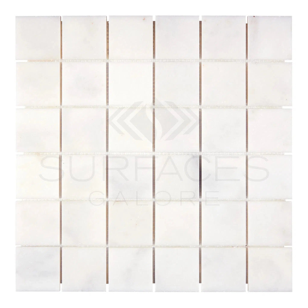 Snow White (Afyon White) 2X2 Marble Mosaic Polished - SurfacesGalore