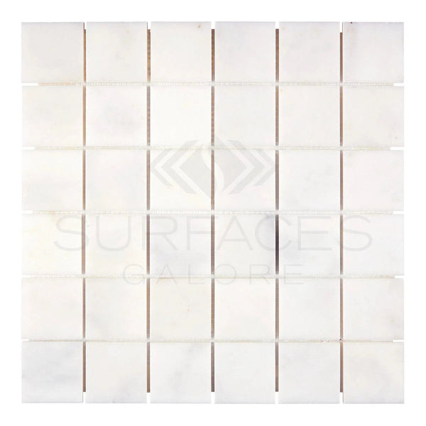 Snow White (Afyon White) 2X2 Marble Mosaic Polished - SurfacesGalore