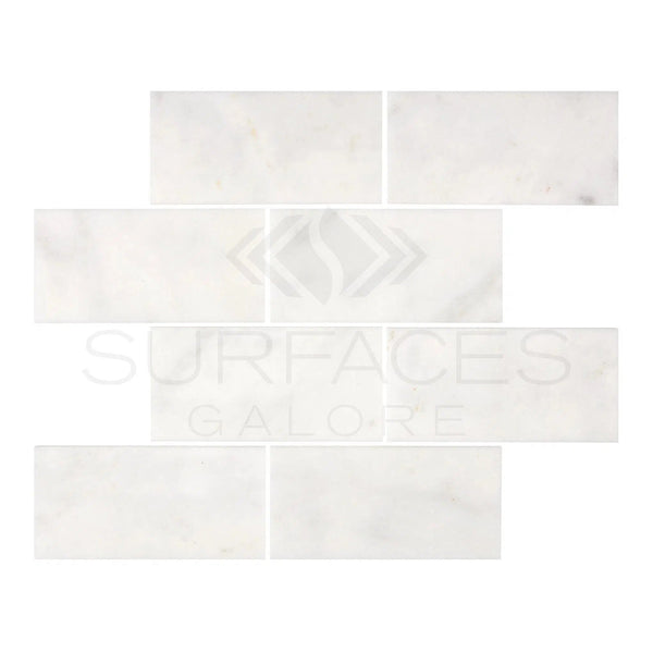 Snow White (Afyon White) Marble 3X6 Polished - SurfacesGalore