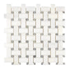 Snow White Basketweave (w/Blue-Gray) Marble Mosaic Polished