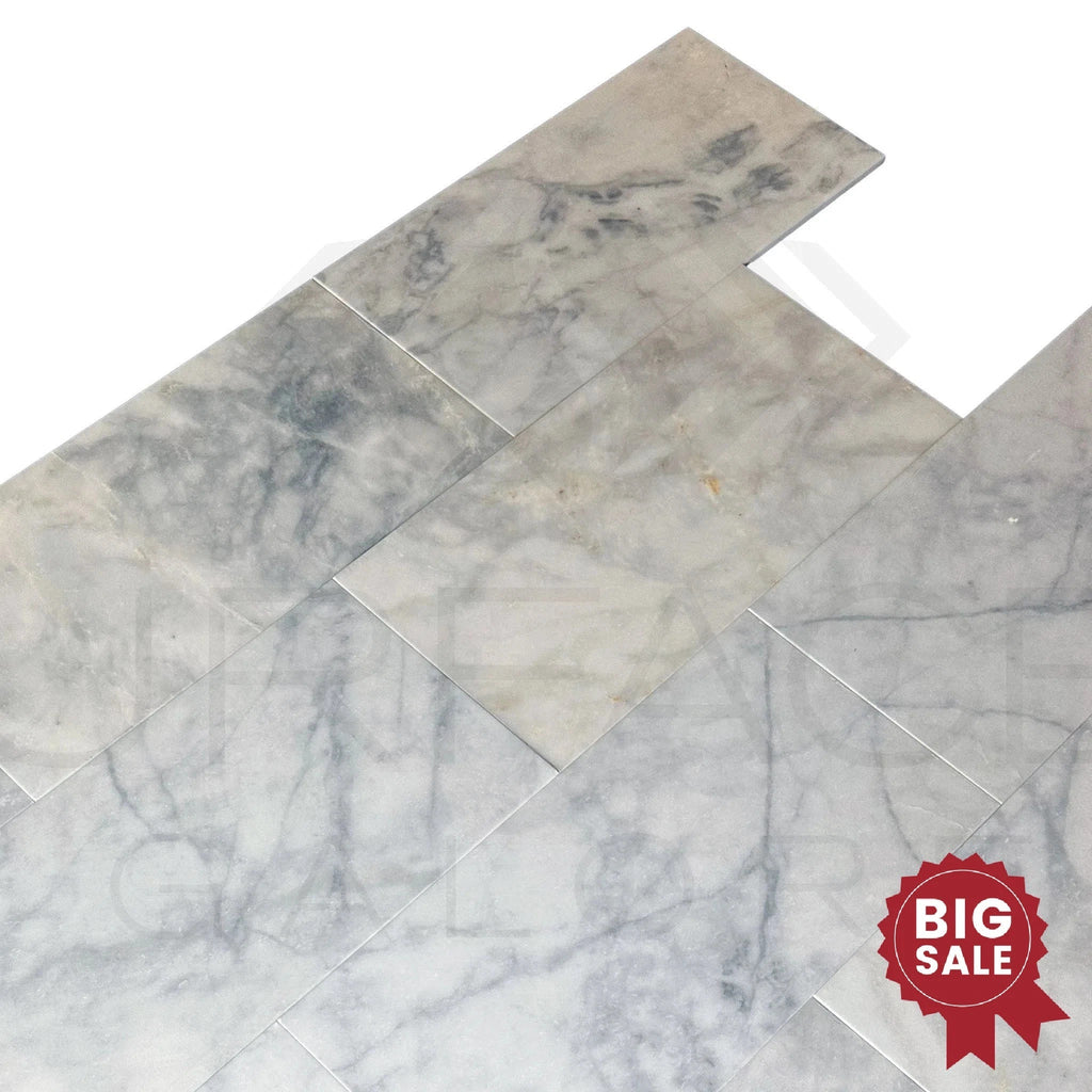 Snow White Marble Cloudy 12X24 Polished Marble Tile 340 Sq.Ft. - Discounted, Marble/Travertine Clearance Sale - SurfacesGalore