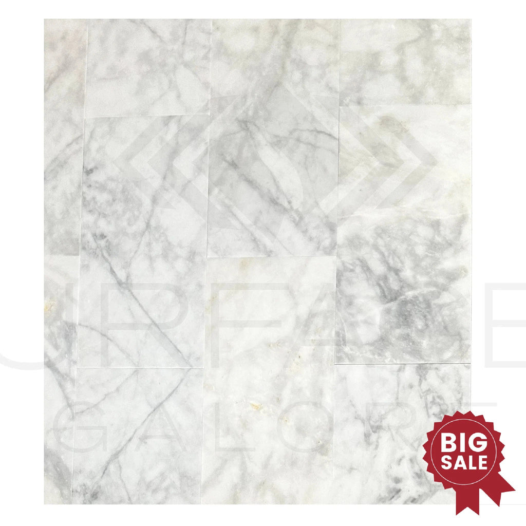 Snow White Marble Cloudy 12X24 Polished Marble Tile 340 Sq.Ft. - Discounted, Marble/Travertine Clearance Sale - SurfacesGalore