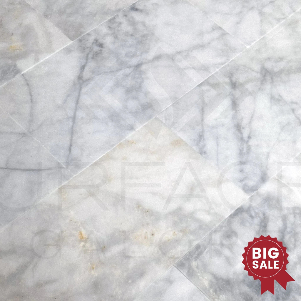 Snow White Marble Cloudy 12X24 Polished Marble Tile 340 Sq.Ft. - Discounted, Marble/Travertine Clearance Sale - SurfacesGalore