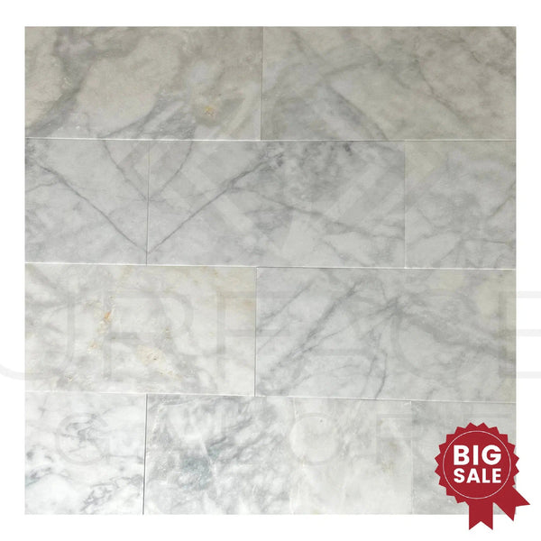 Snow White Marble Cloudy 12X24 Polished Marble Tile 340 Sq.Ft. - Discounted, Marble/Travertine Clearance Sale - SurfacesGalore