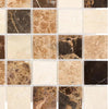 Spanish Mix 2X2 Crema Marfil+Emp. Light+Emp. Dark Marble Mosaic Tile Polished - SurfacesGalore