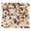 Spanish Mix Penny - Round(Crema Marfil+Emp. Light+Emp. Dark)Marble Mosaic Tile Polished - SurfacesGalore