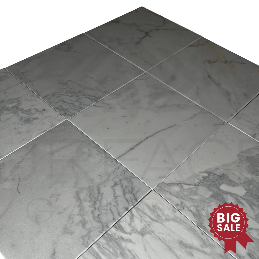 Statuarietto Madley / White 12X12 Polished Marble Tile 200 Sq.Ft. - Discounted, Marble/Travertine Clearance Sale - SurfacesGalore