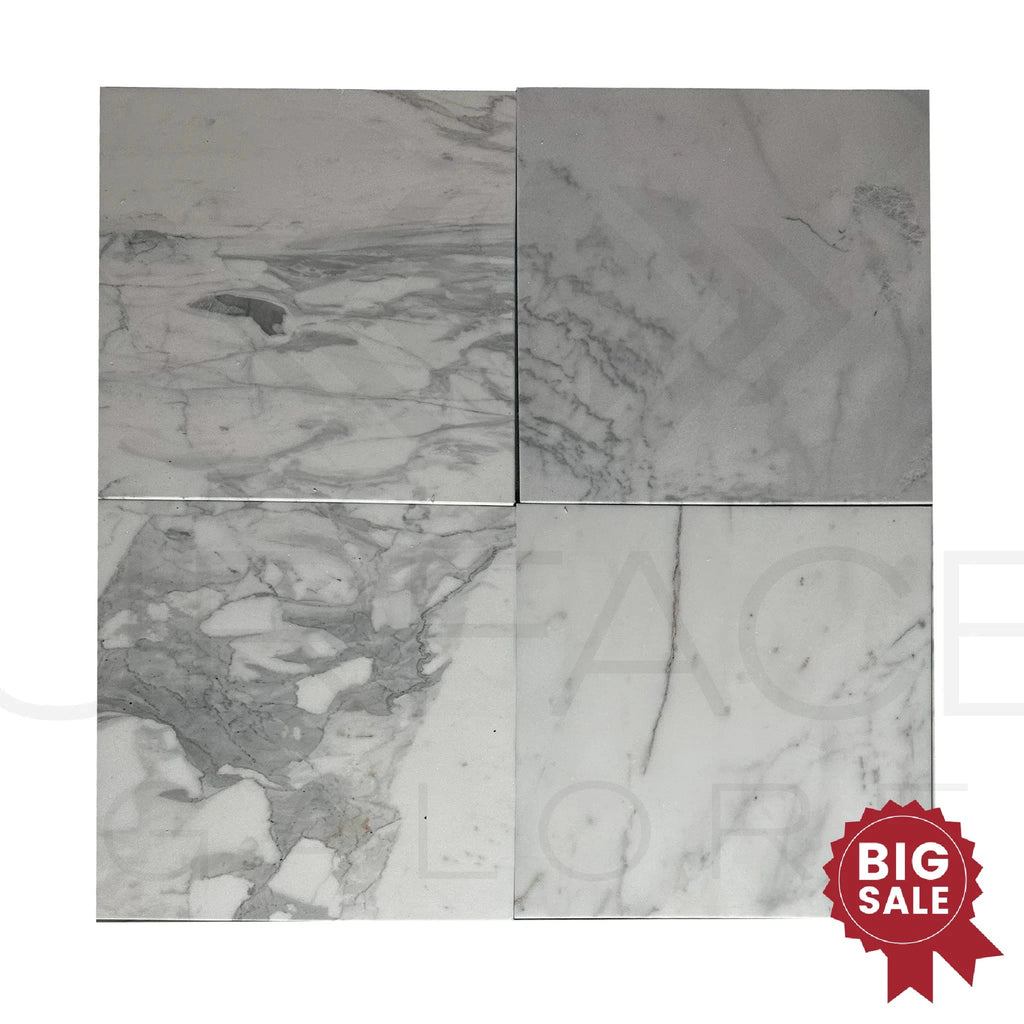 Statuarietto Madley / White 12X12 Polished Marble Tile 200 Sq.Ft. - Discounted, Marble/Travertine Clearance Sale - SurfacesGalore