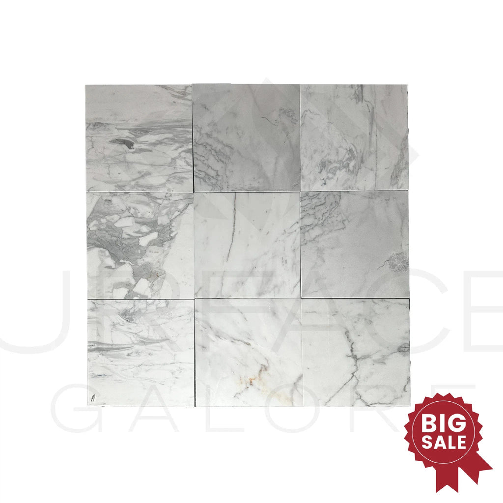 Statuarietto Madley / White 12X12 Polished Marble Tile 200 Sq.Ft. - Discounted, Marble/Travertine Clearance Sale - SurfacesGalore