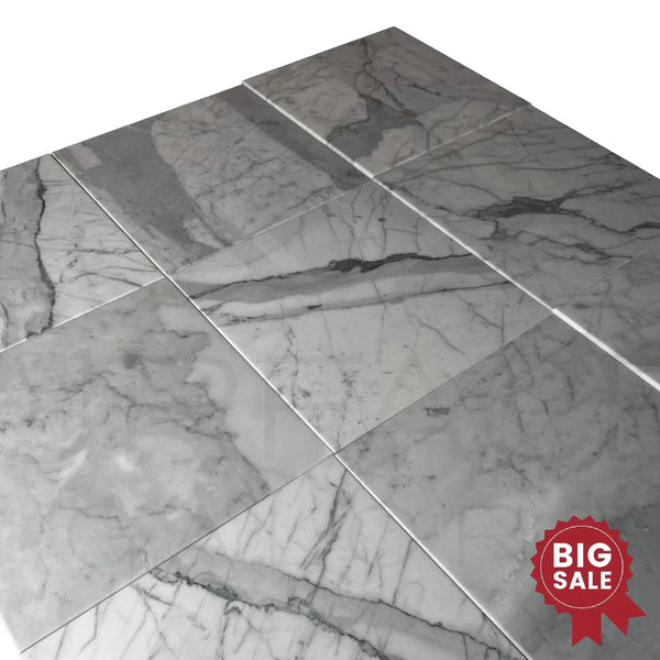 Statuarietto Madley / White 12X12 Polished Marble Tile 300 Sq.Ft. - Discounted, Marble/Travertine Clearance Sale - SurfacesGalore