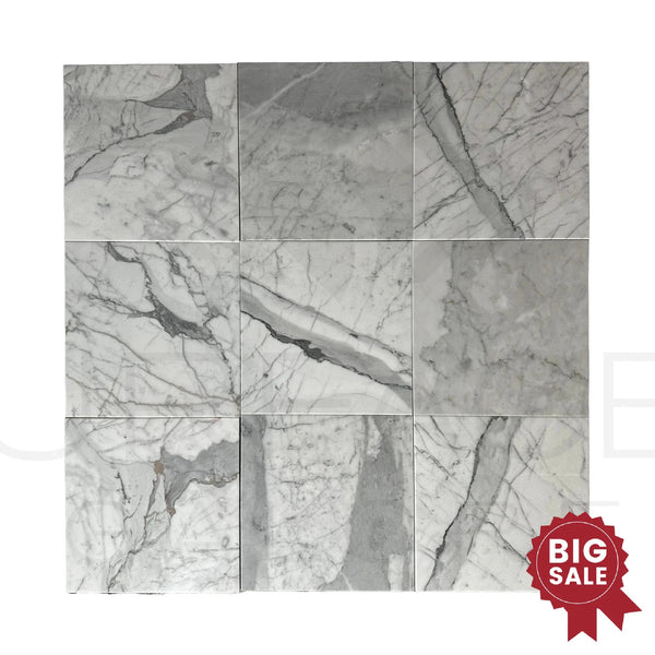 Statuarietto Madley / White 12X12 Polished Marble Tile 300 Sq.Ft. - Discounted, Marble/Travertine Clearance Sale - SurfacesGalore