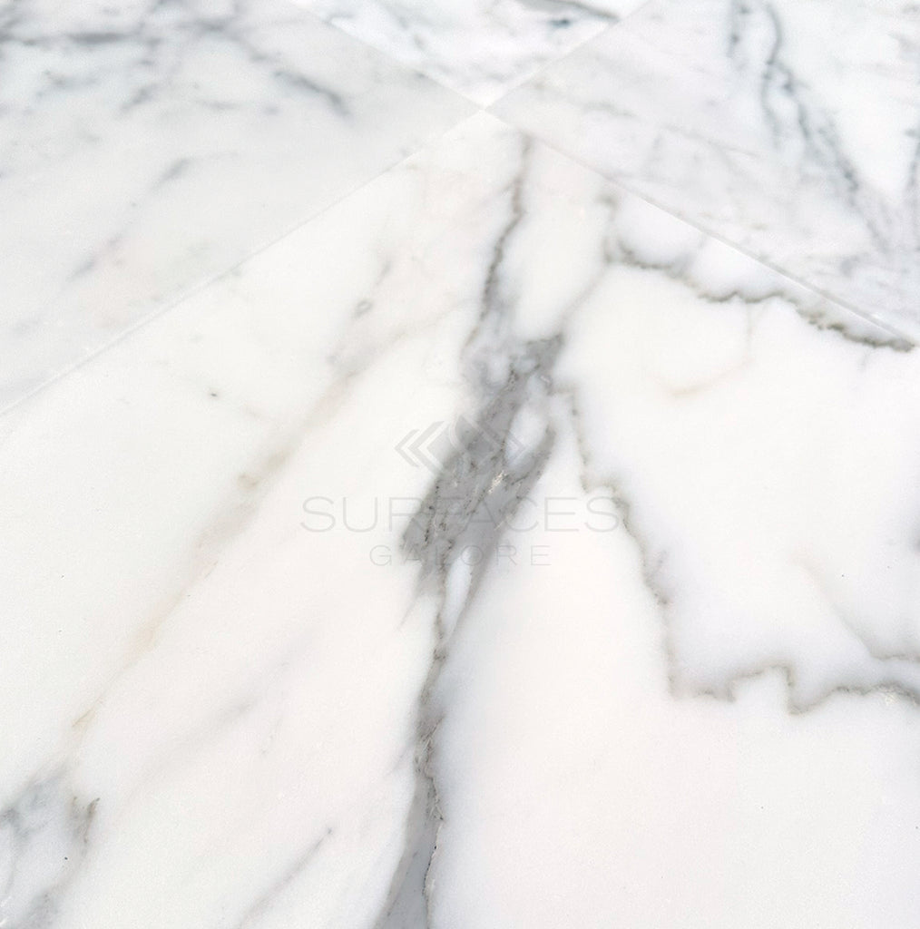 Statuary - Statuario White 12X12 Premium Italian Marble Polished - Honed - SurfacesGalorePolished