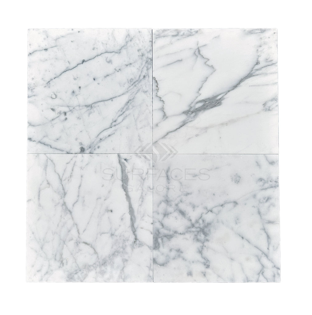 Statuary - Statuario White 12X12 Premium Italian Marble Polished - Honed - SurfacesGalorePolished