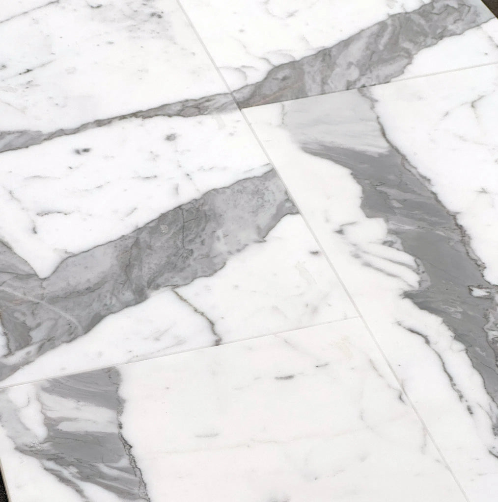 Statuary - Statuario White 12X24 Premium Italian Marble Polished - Honed - SurfacesGalorePolished