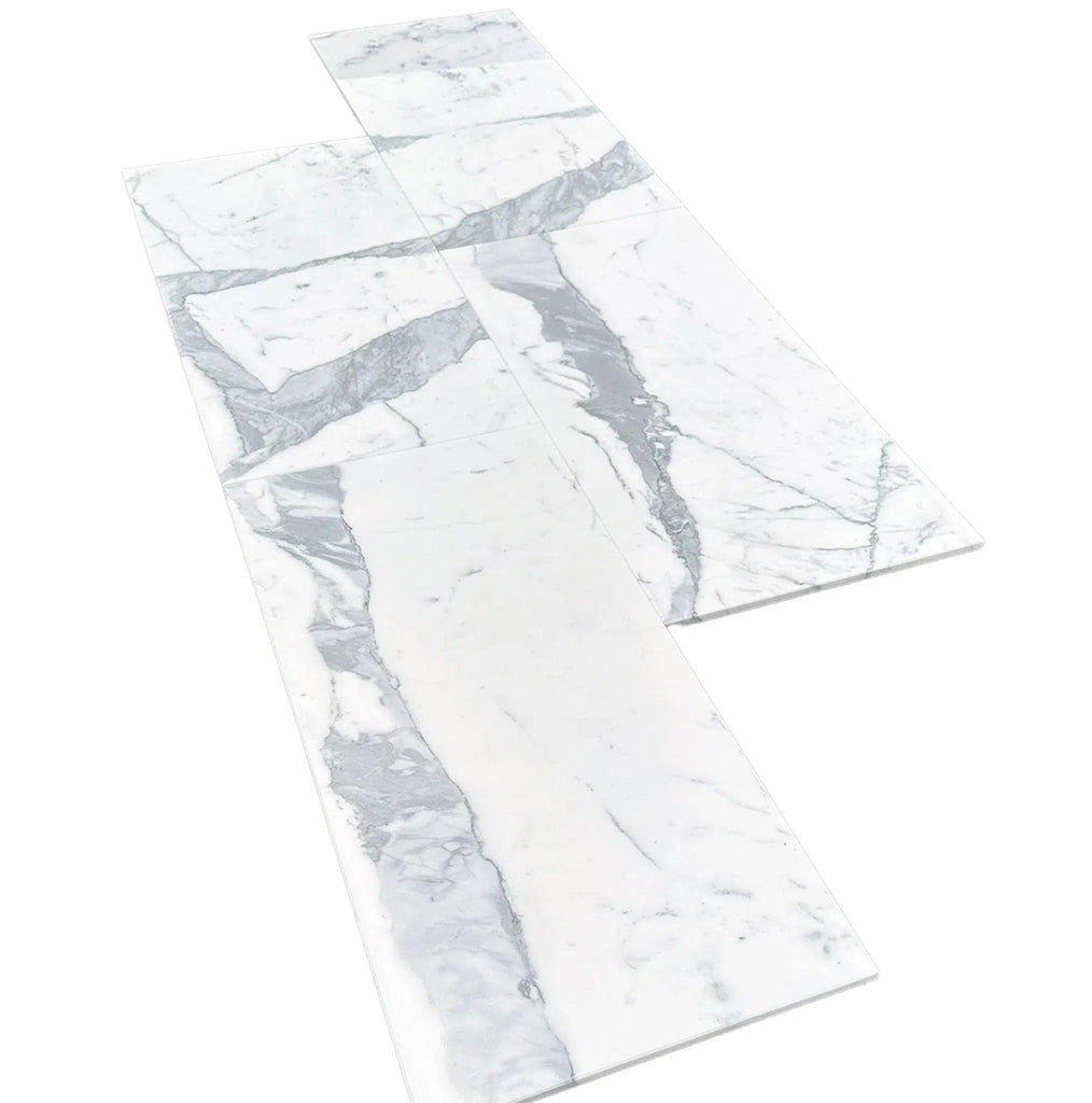 Statuary - Statuario White 12X24 Premium Italian Marble Polished - Honed - SurfacesGalorePolished