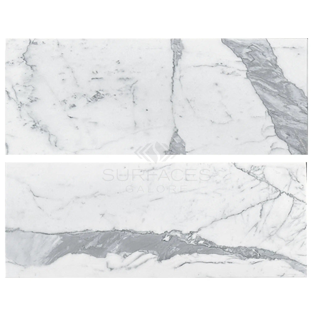 Statuary - Statuario White 4X12 Premium Italian Marble Polished - Honed - SurfacesGalorePolished