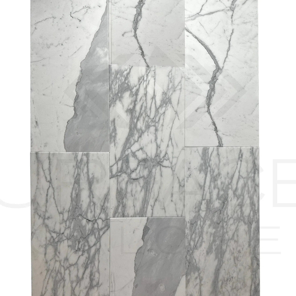 Staturiotto White Cloudy / White 12X24 Polished Marble Tile 140 Sq.Ft. $4.99/Sq.Ft.