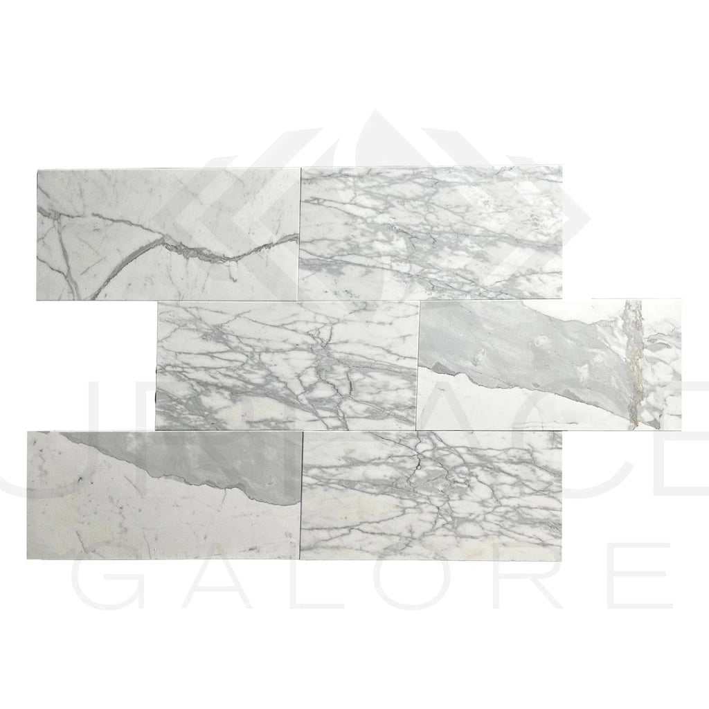 Staturiotto White Cloudy / White 12X24 Polished Marble Tile 140 Sq.Ft. $4.99/Sq.Ft.