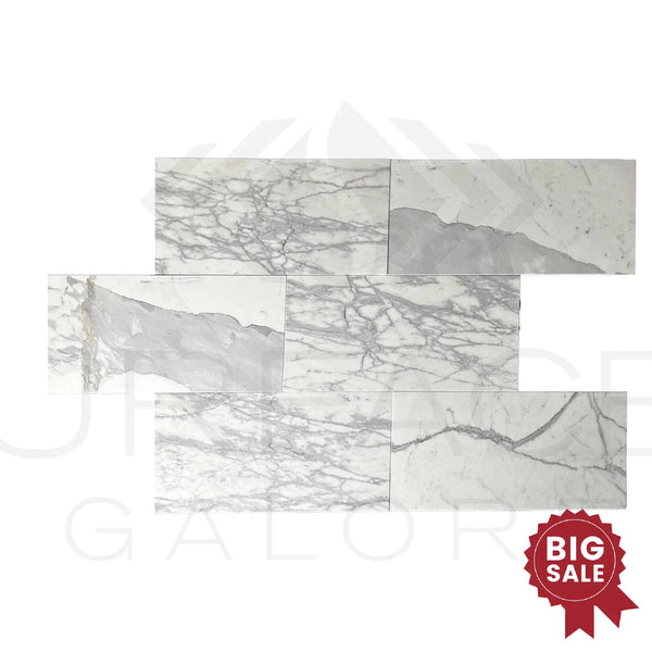 Staturiotto White Cloudy / White 12X24 Polished Marble Tile 140 Sq.Ft. - Discounted, Marble/Travertine Clearance Sale - SurfacesGalore