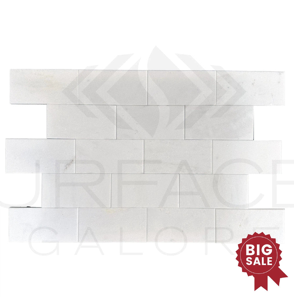 Thassos (Greek)White Marble (Snow White) Standart Quality 3X6 Polished Tile 120 Sq.Ft. - Discounted, Marble/Travertine Clearance Sale - SurfacesGalore