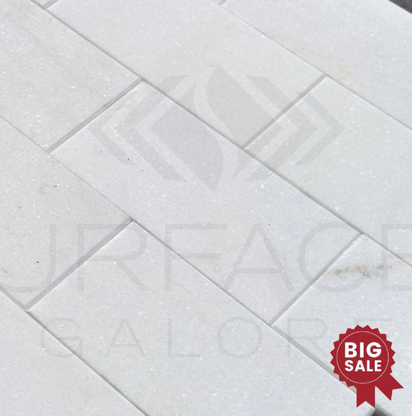 Thassos (Greek)White Marble (Snow White) Standart Quality 3X6 Polished Tile 120 Sq.Ft. - Discounted, Marble/Travertine Clearance Sale - SurfacesGalore