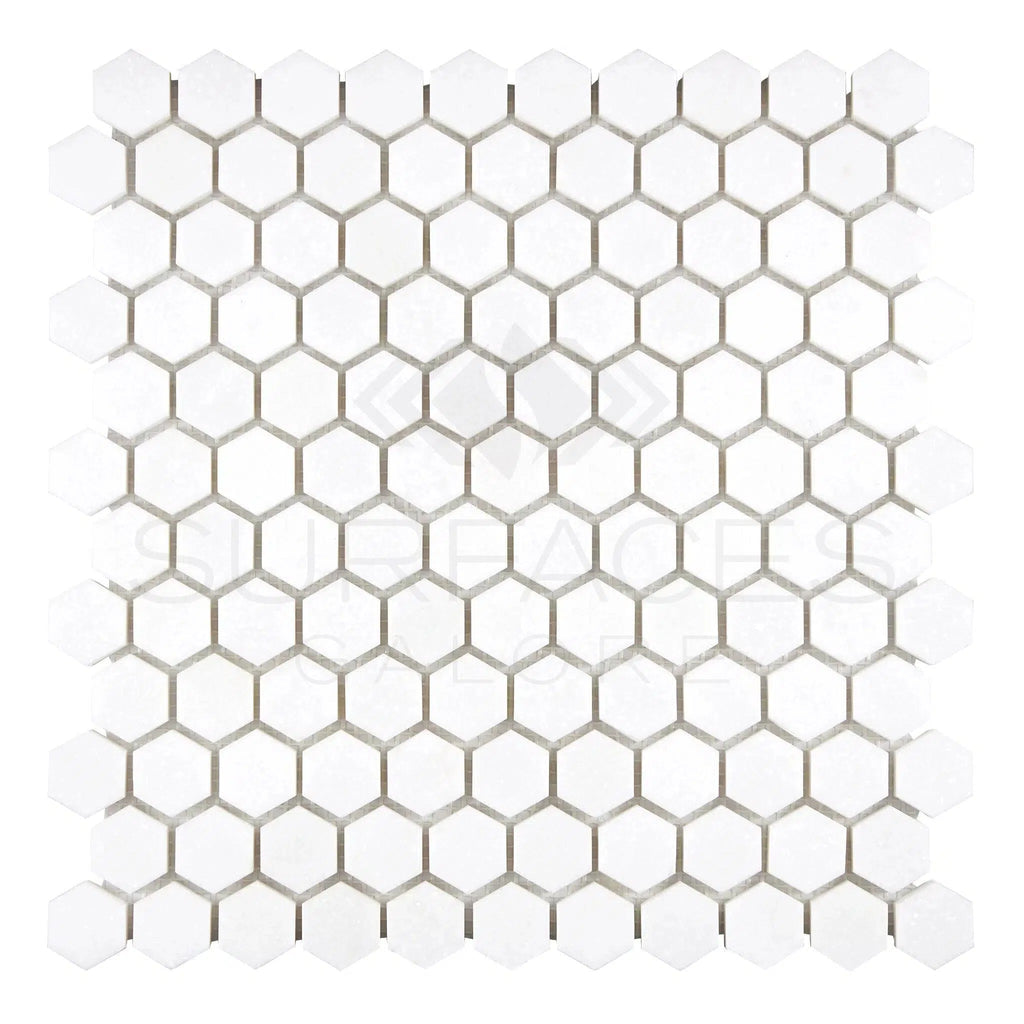 Thassos White 1" Hexagon Mosaic Marble Polished-Honed