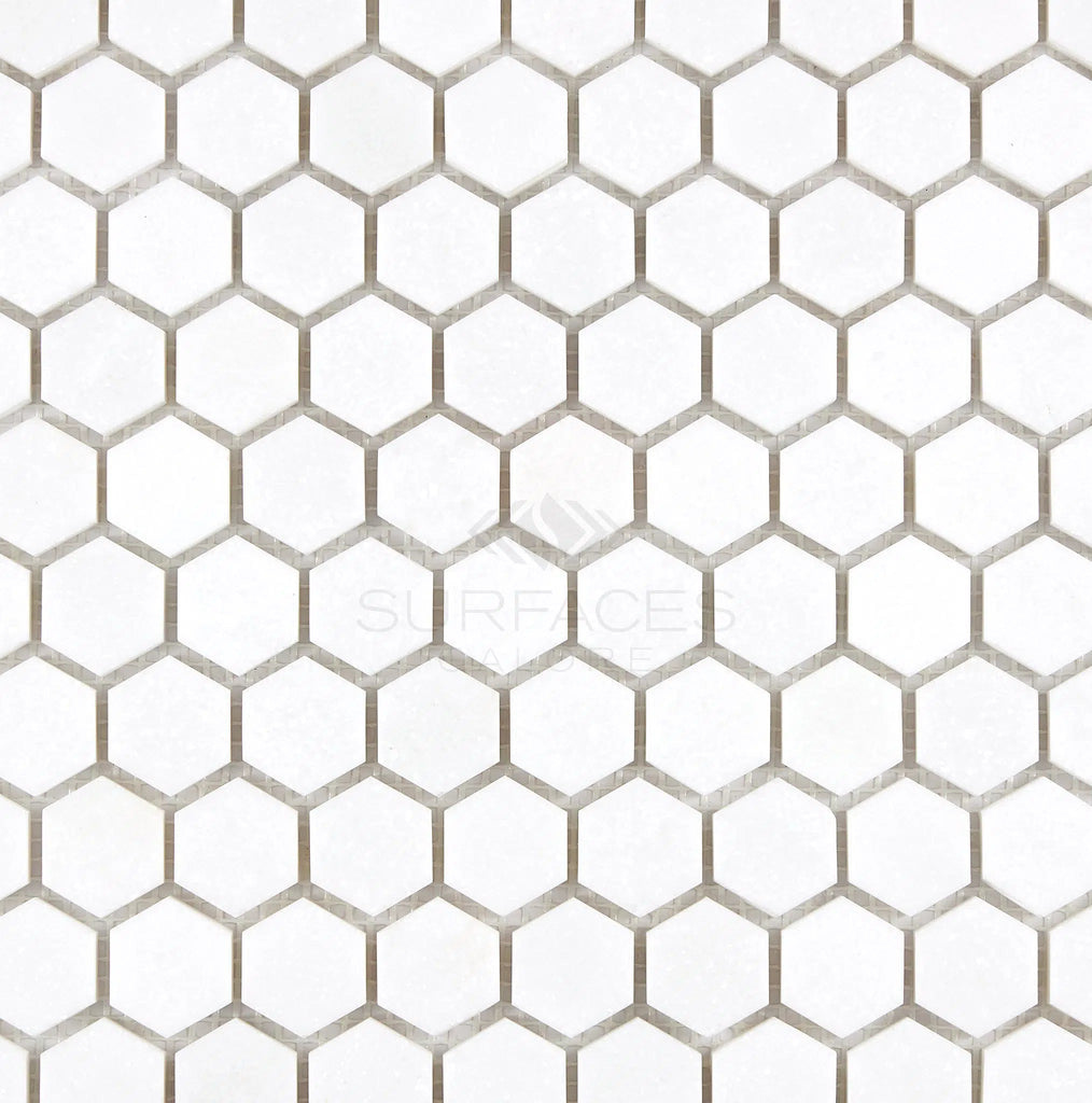 Thassos White 1" Hexagon Mosaic Marble Polished-Honed