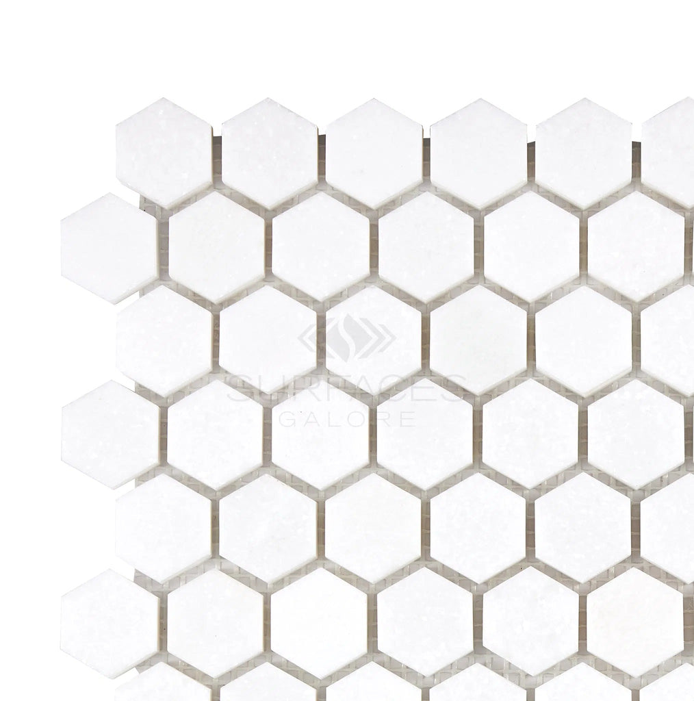 Thassos White 1" Hexagon Mosaic Marble Polished-Honed