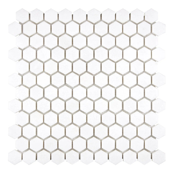 Thassos White 1" Hexagon Mosaic Marble Polished-Honed