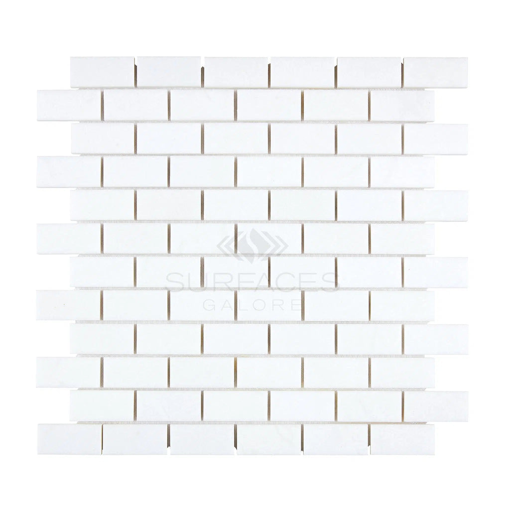 Thassos White 1X2 Brick Mosaic Marble Polished-Honed