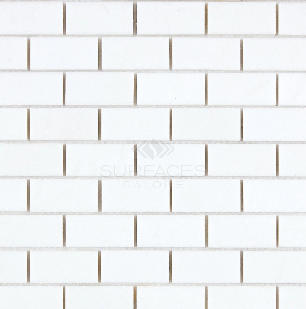 Thassos White 1X2 Brick Mosaic Marble Polished-Honed