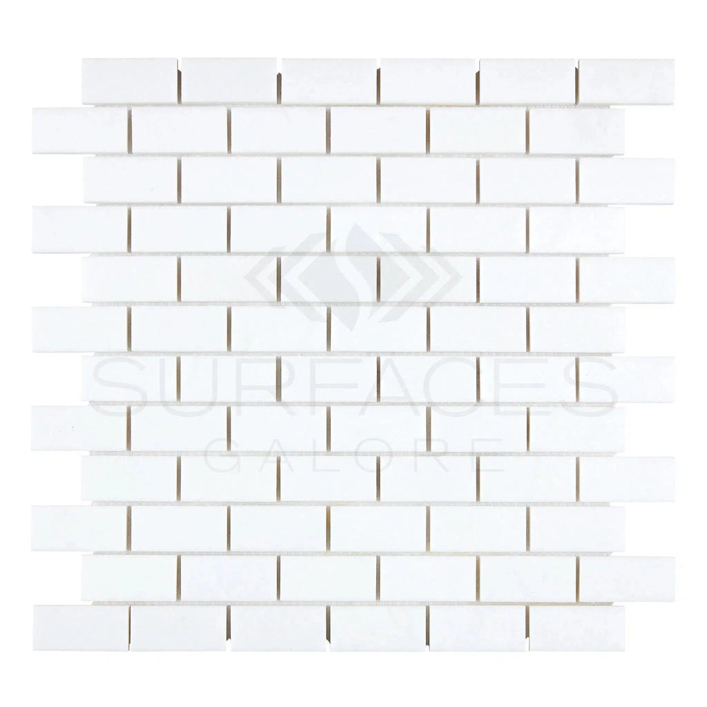 Thassos White 1X2 Brick Mosaic Marble Polished-Honed