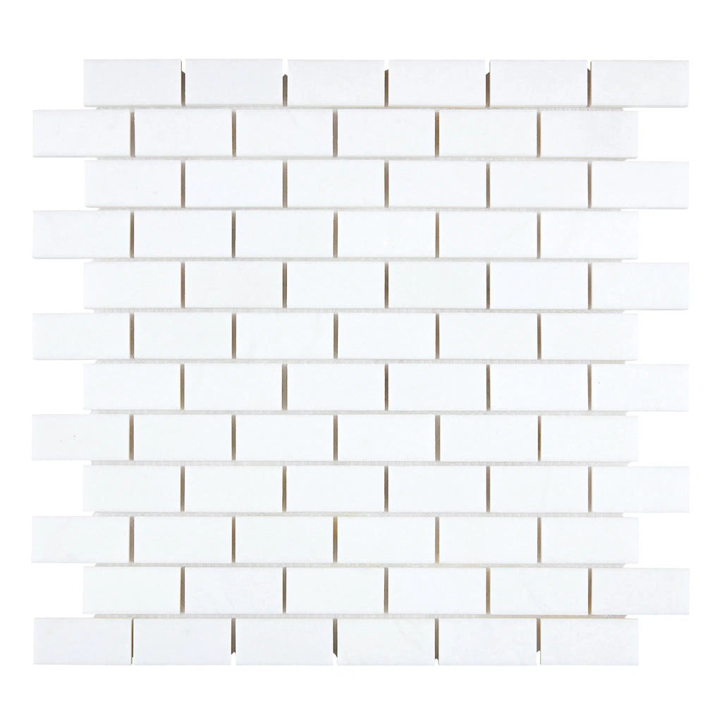 Thassos White 1X2 Brick Mosaic Marble Polished-Honed