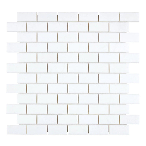 Thassos White 1X2 Brick Mosaic Marble Polished-Honed