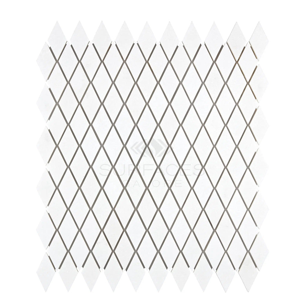 Thassos White 1X2 Diamond / Rhomboid Mosaic Marble Polished-Honed