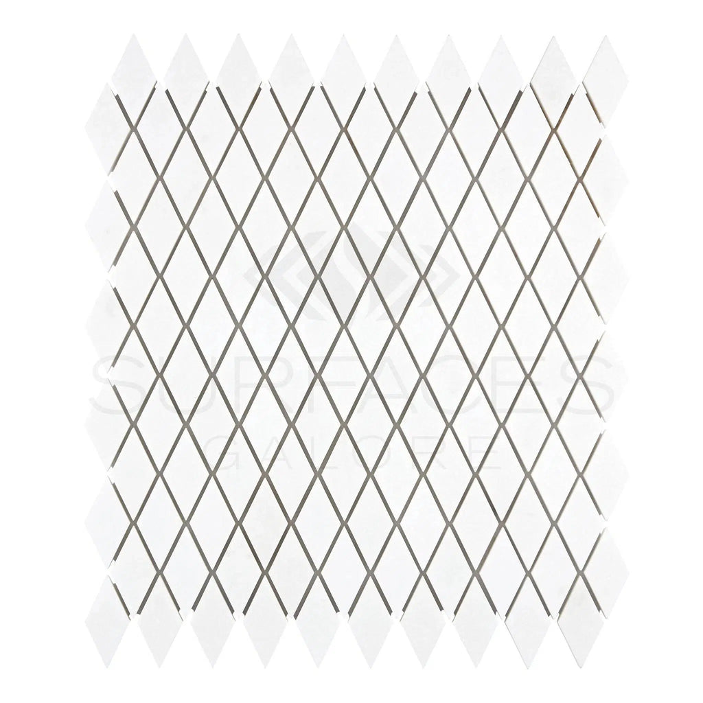 Thassos White 1X2 Diamond / Rhomboid Mosaic Marble Polished-Honed