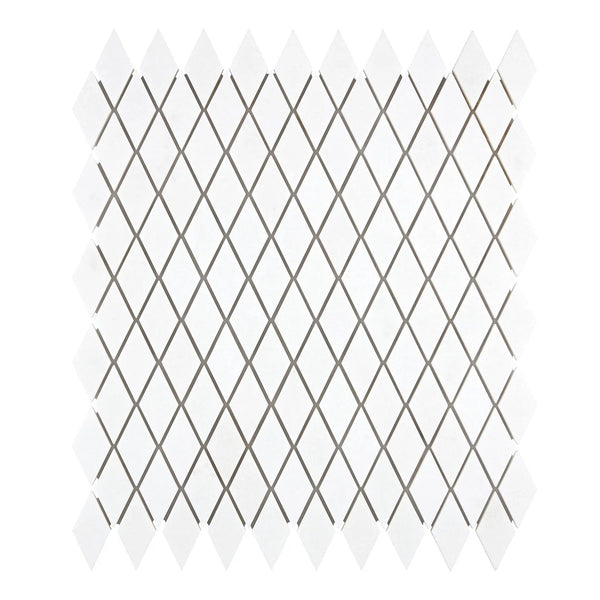 Thassos White 1X2 Diamond / Rhomboid Mosaic Marble Polished-Honed