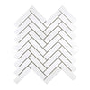 Thassos White 1X4 Herringbone Mosaic Marble Polished-Honed