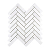 Thassos White 1X4 Herringbone Mosaic Marble Polished-Honed