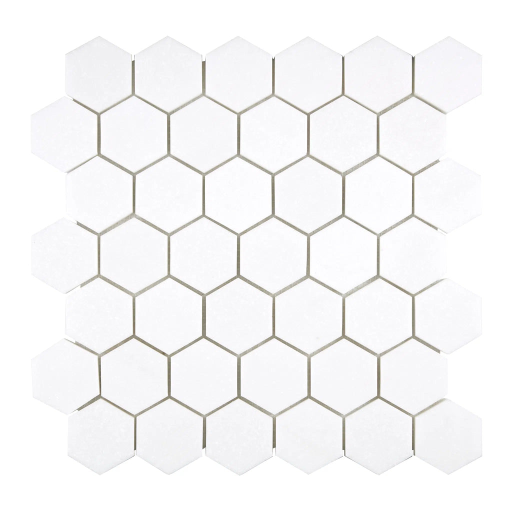 Thassos White 2" Hexagon Mosaic Marble Polished-Honed