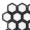 Thassos White 2" Vortex Hexagon (w/ Black) Mosaic Marble Polished-Honed