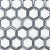 Thassos White 2" Vortex Hexagon (w/ Blue-Gray) Mosaic Marble Polished-Honed