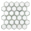 Thassos White 2" Vortex Hexagon (w/ Ming-Green) Mosaic Marble Polished-Honed