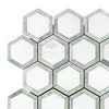 Thassos White 2" Vortex Hexagon (w/ Ming-Green) Mosaic Marble Polished-Honed