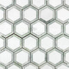 Thassos White 2" Vortex Hexagon (w/ Ming-Green) Mosaic Marble Polished-Honed