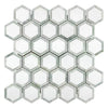 Thassos White 2" Vortex Hexagon (w/ Ming-Green) Mosaic Marble Polished-Honed