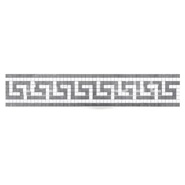 Thassos White 3 1/2X7 Greek Key Border (w/ Blue-Gray) Marble Polished-Honed