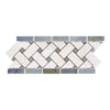 Thassos White 4 3/4X12 Basketweave Border (w/ Blue-Gray) Marble Polished-Honed